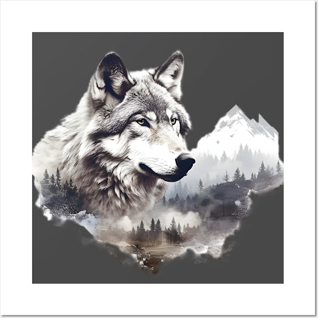 Wolf Mountain (white/grey) Wall Art by Radibor78